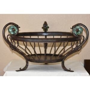 Italian Baroque Wrought Iron Centerpiece Fruit Flower Bowl Basket By Palecek